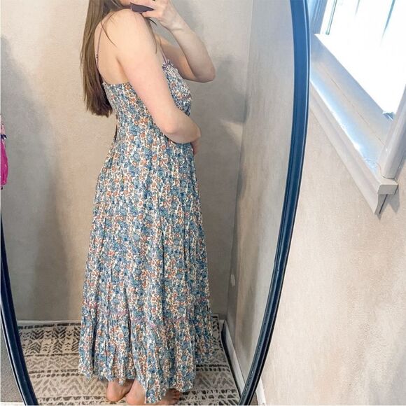 Free People Molly Jo Midi Dress Blue Floral - Picture 3 of 10